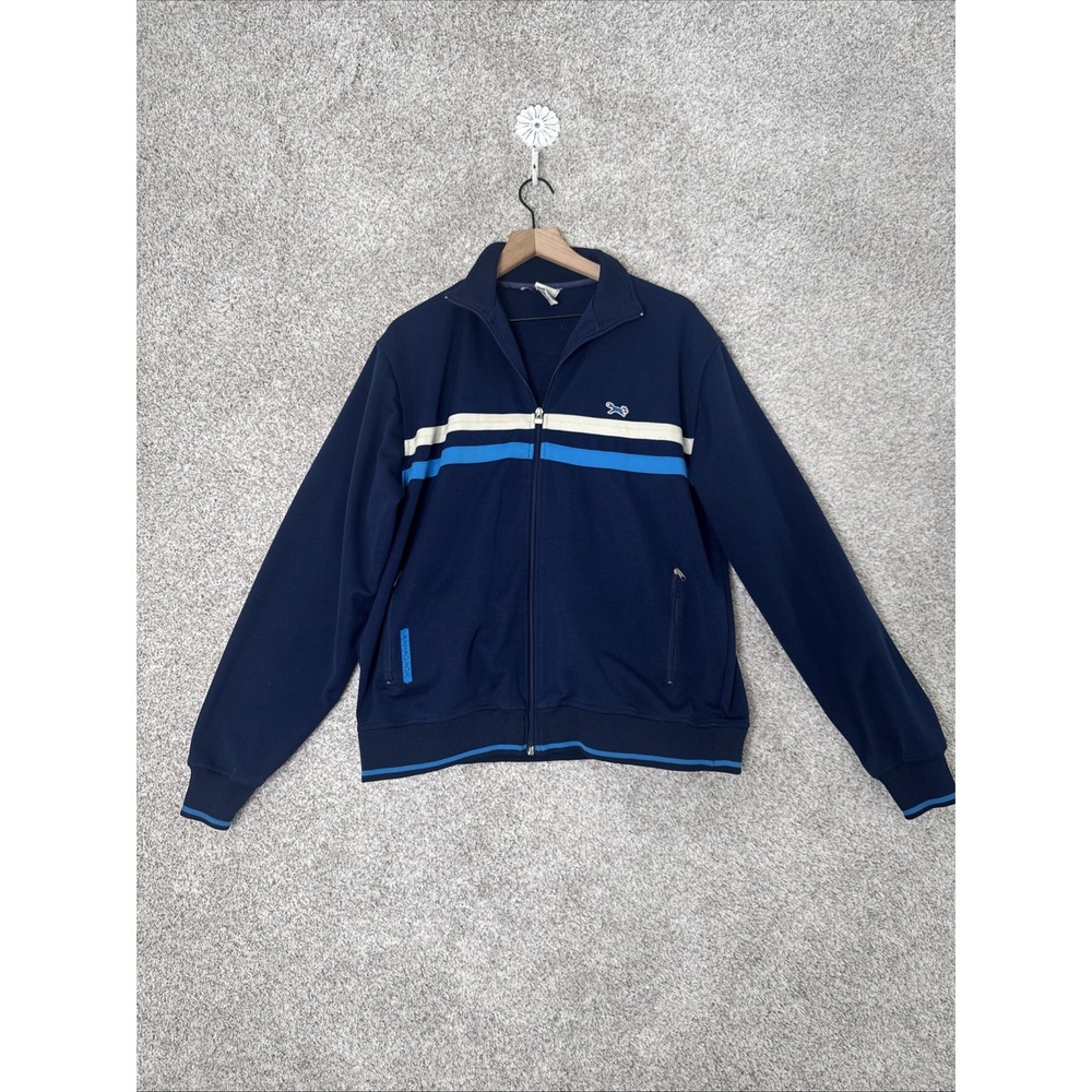 VINTAGE RETRO FOX MEN'S NAVY BLUE POLYESTER TRACK‎ JACKET SIZE L